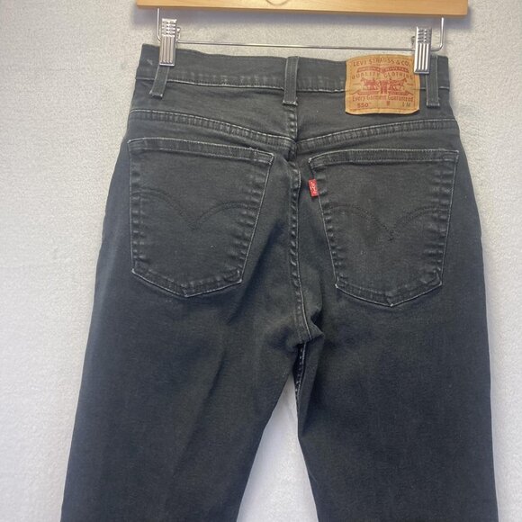 Vintage Y2K Levis 550 Jeans Womens 8 Black High Rise Relaxed Fit Tapered Retro - Picture 13 of 14